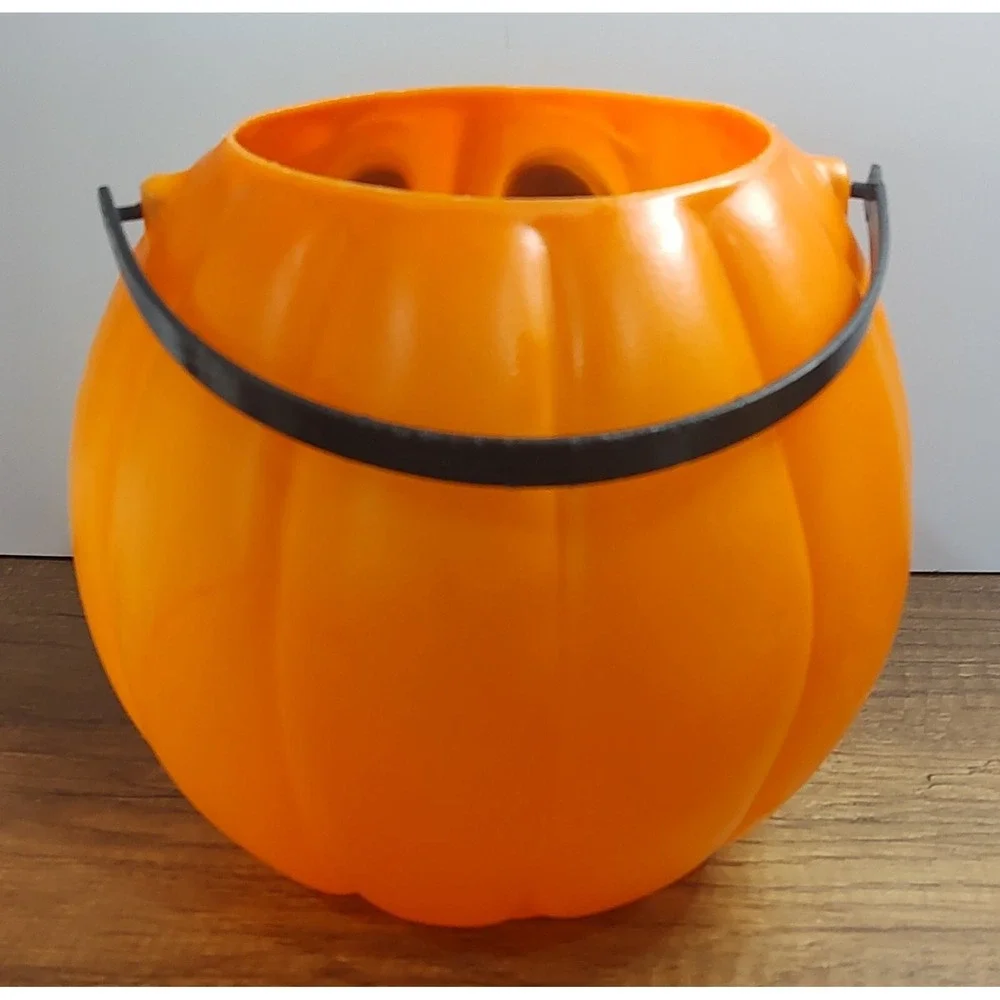 Jack O Lantern Pumpkin Candy Bucket Pail 1997 Vtg Trick Or Treat Grand Venture